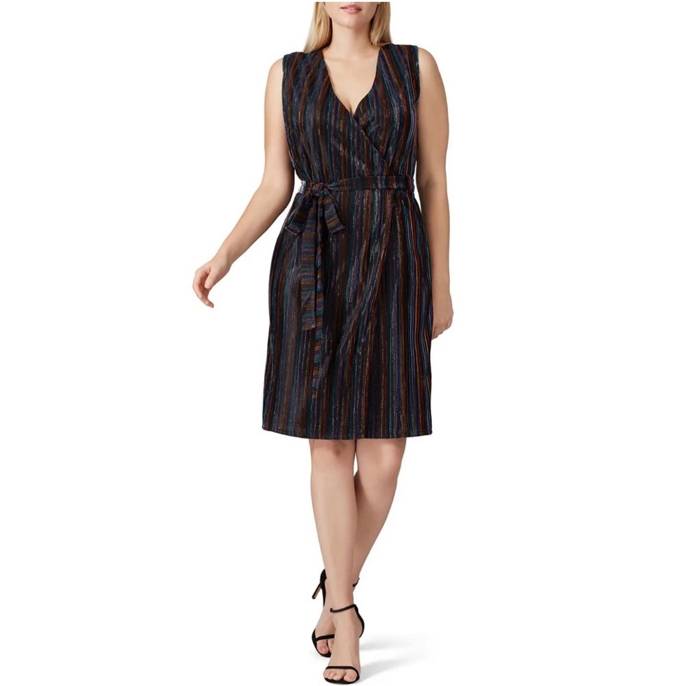 RACHEL Rachel Roy Rainbow Combo Erma Wrap Dress L